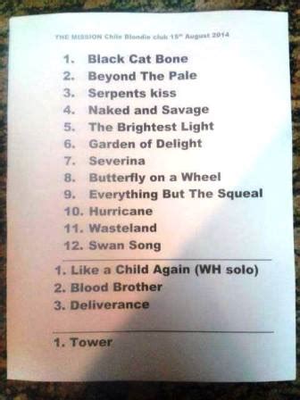 the mission setlist